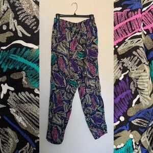 Funky patterned colorful elastic waist easy rayon surf pants brand Ambiance